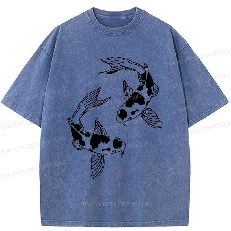 Tokyo-Tiger Two Beautiful Koi Washed T-Shirt