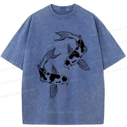 Tokyo-Tiger Two Beautiful Koi Washed T-Shirt