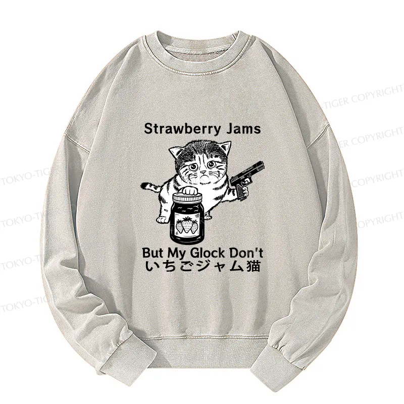 Tokyo-Tiger Strawberry Jam Cat Washed Sweatshirt