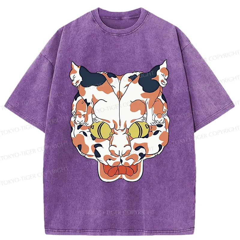 Tokyo-Tiger Complex Retro Cat Washed T-Shirt