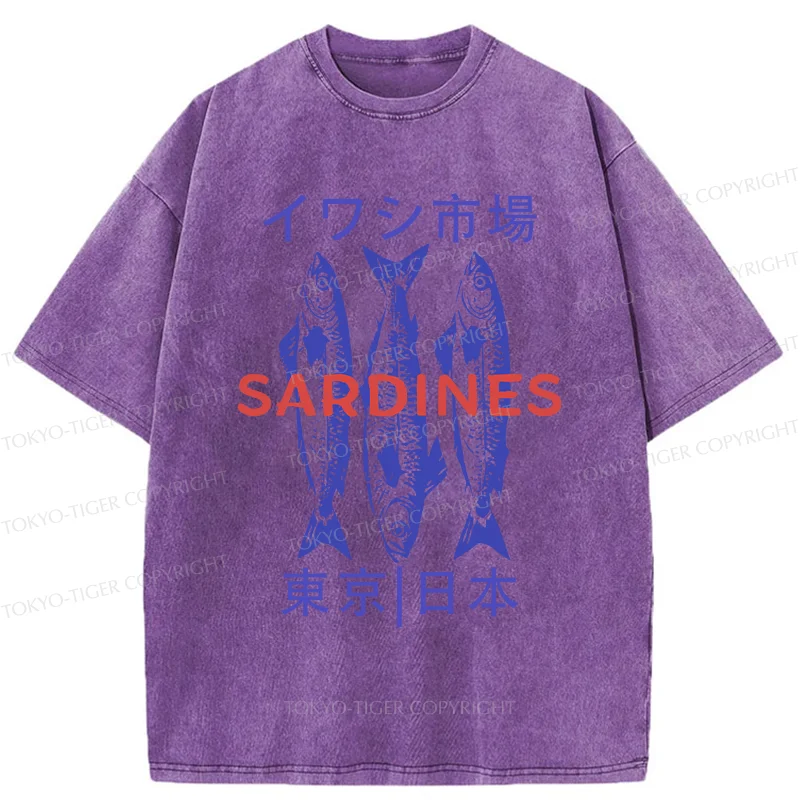 Tokyo-Tiger Japan Sardines Market Washed T-Shirt