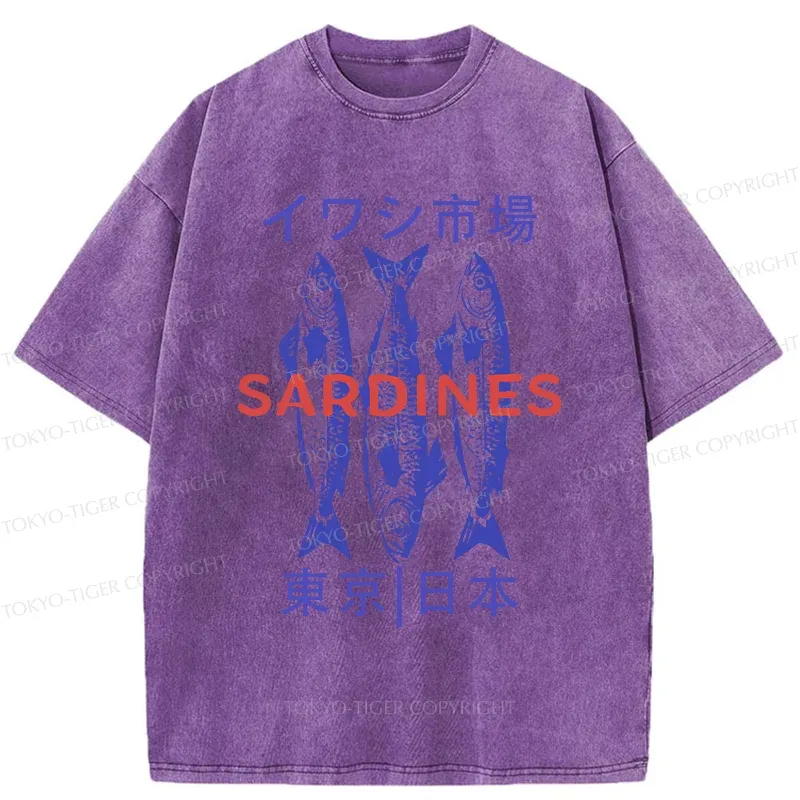 Tokyo-Tiger Japan Sardines Market Washed T-Shirt