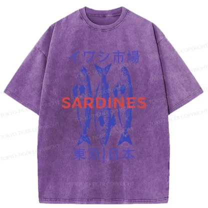 Tokyo-Tiger Japan Sardines Market Washed T-Shirt