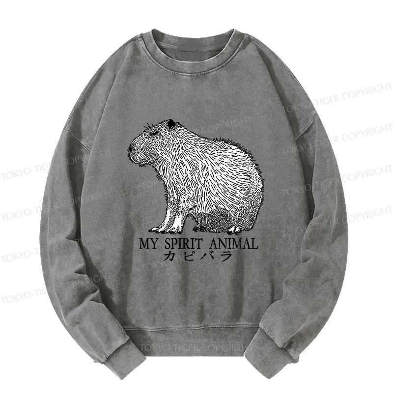 Tokyo-Tiger Capybara Spirit Washed Sweatshirt
