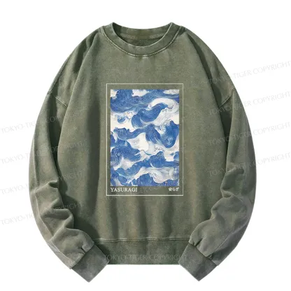 Tokyo-Tiger Japanese Retro Art Wave Washed Sweatshirt