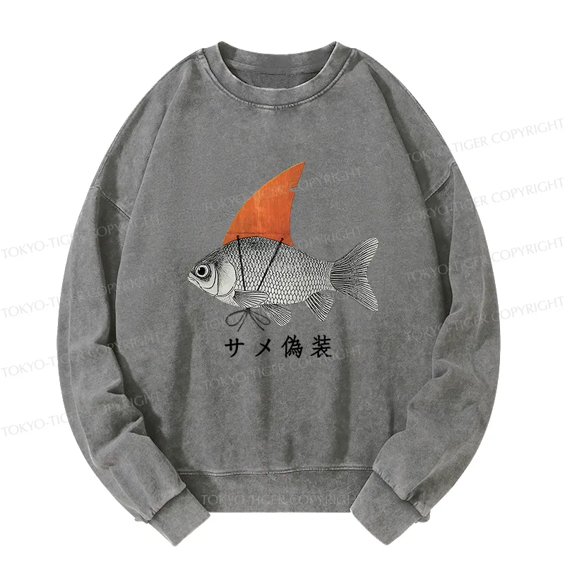 Tokyo-Tiger Fish Disguise Washed Sweatshirt