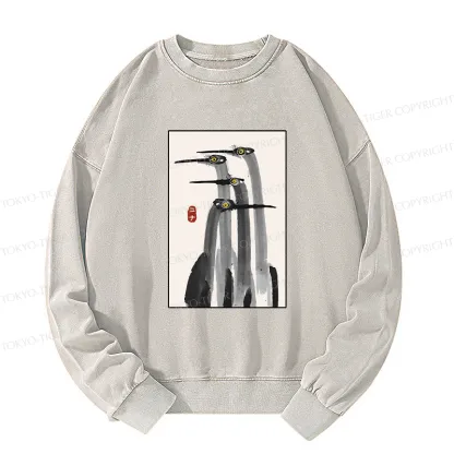 Tokyo-Tiger Japanese Crane Poster Washed Sweatshirt