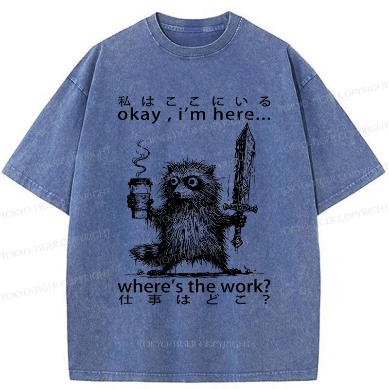 Tokyo-Tiger Raccoon Ready To Work Washed T-Shirt