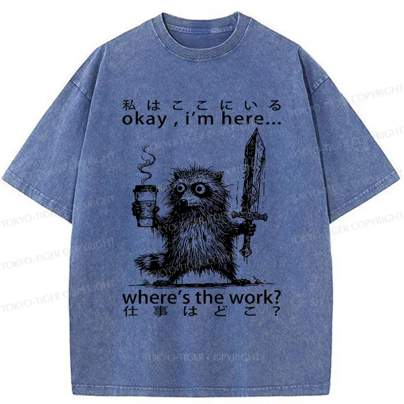Tokyo-Tiger Raccoon Ready To Work Washed T-Shirt