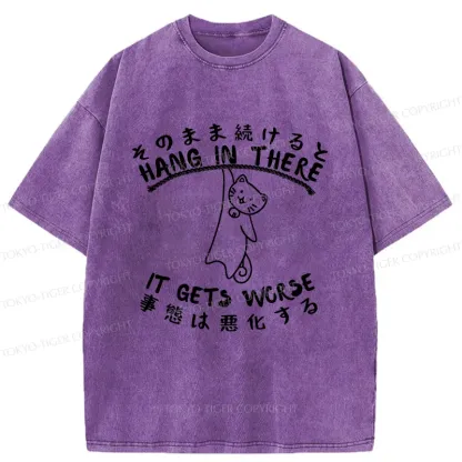 Tokyo-Tiger Cat In Danger Kanji Washed T-Shirt