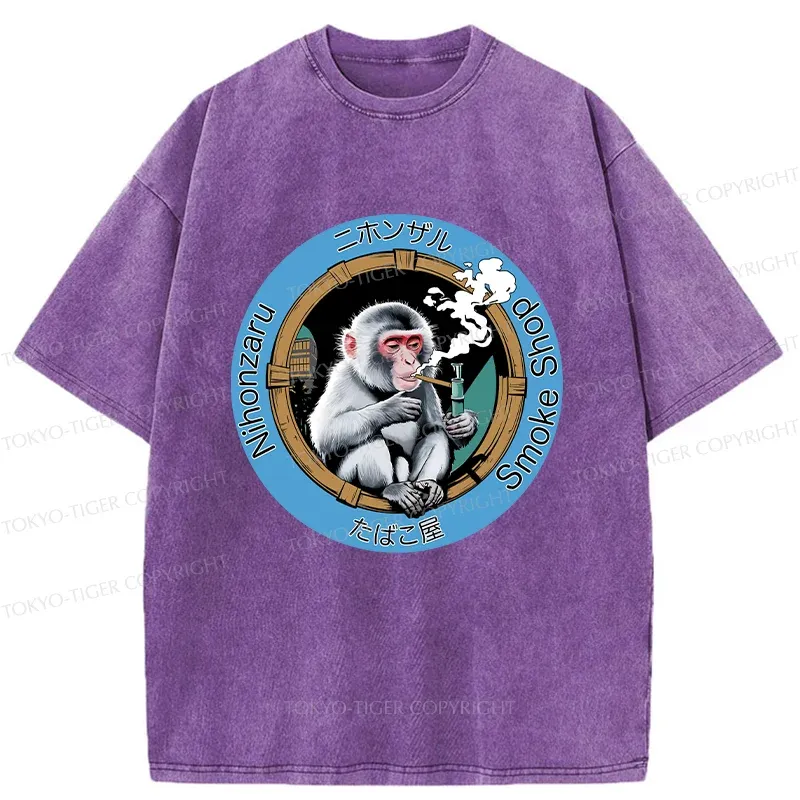 Tokyo-Tiger Funny Japanese Monkey Washed T-Shirt