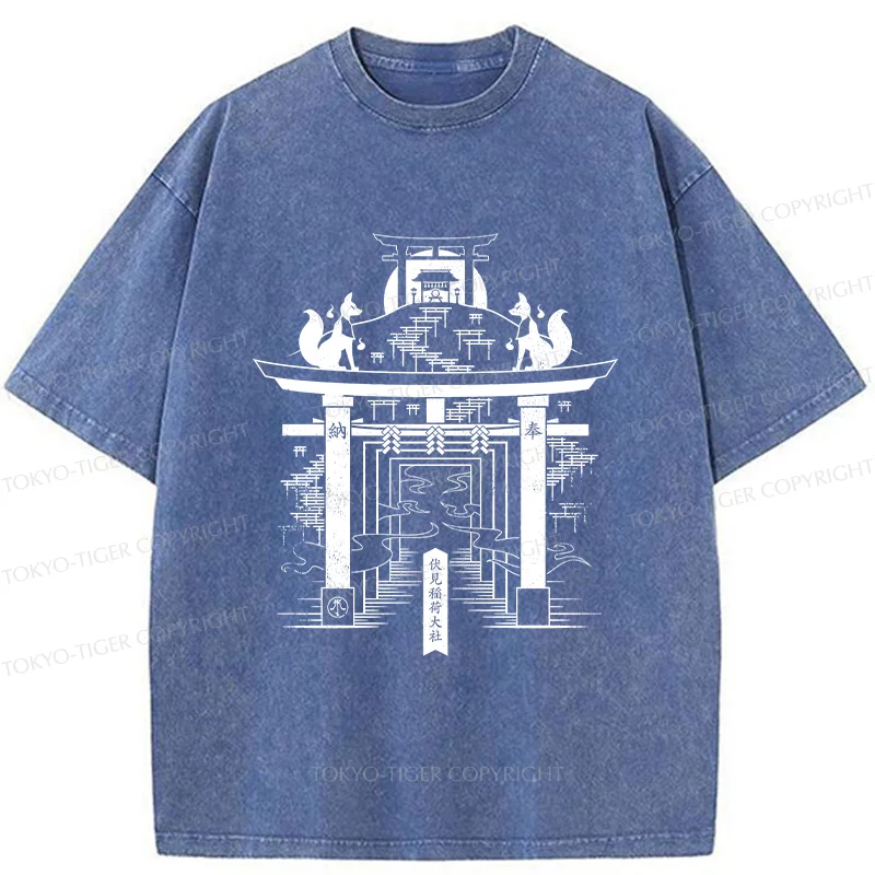 Tokyo-Tiger Fushimi Inari Taisha Shrine Washed T-Shirt