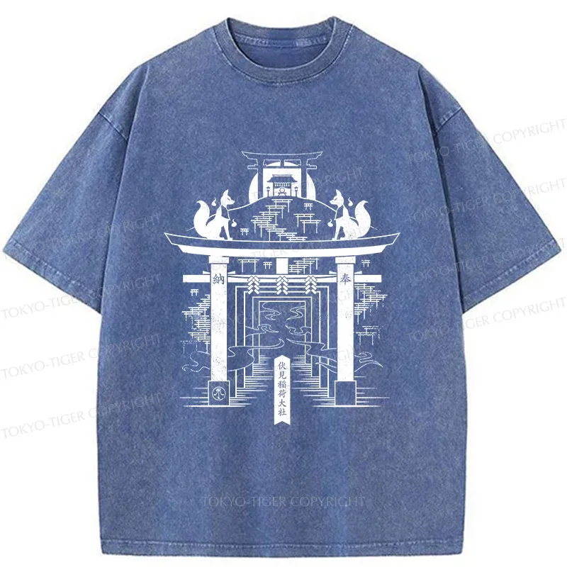 Tokyo-Tiger Fushimi Inari Taisha Shrine Washed T-Shirt