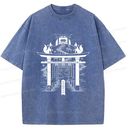 Tokyo-Tiger Fushimi Inari Taisha Shrine Washed T-Shirt
