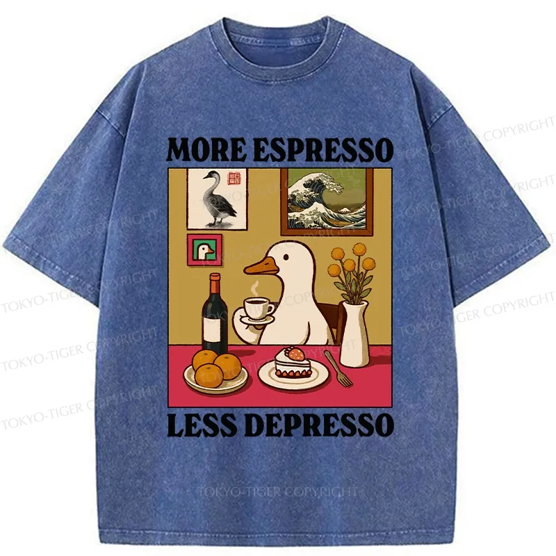 Tokyo-Tiger More Espresso Less Depresso Goose Washed T-Shirt