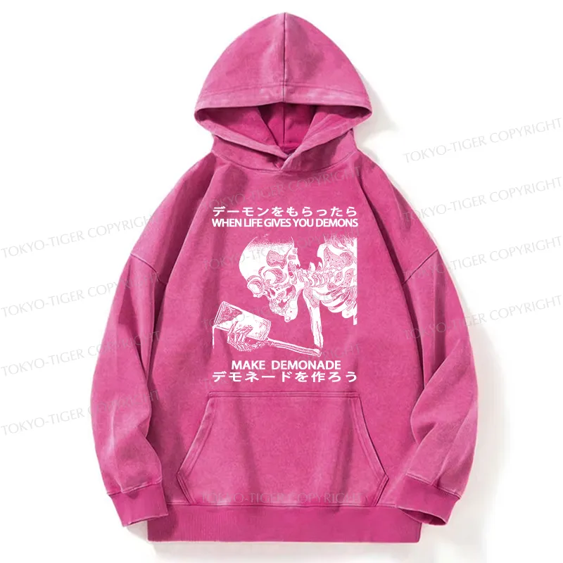 Tokyo-Tiger Make Demonade Funny Washed Hoodie