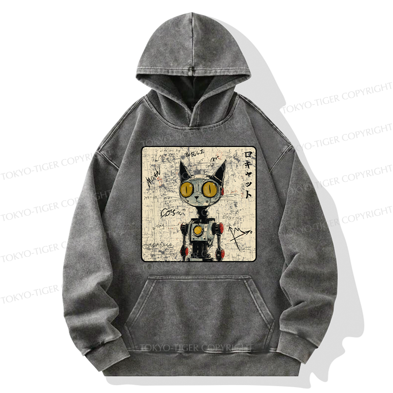 Tokyo-Tiger Robot Cat Washed Hoodie