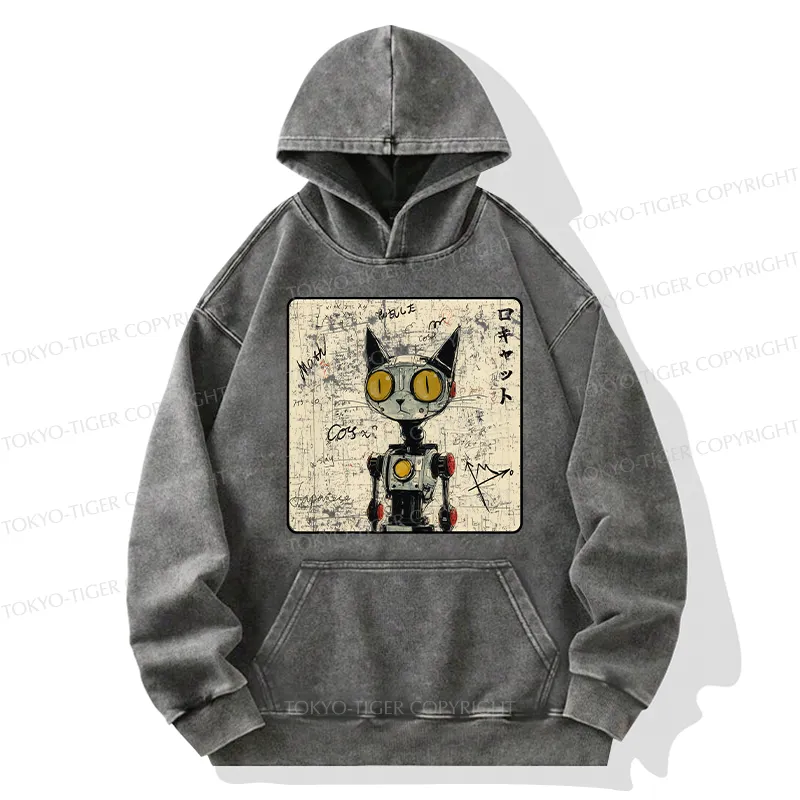 Tokyo-Tiger Robot Cat Washed Hoodie