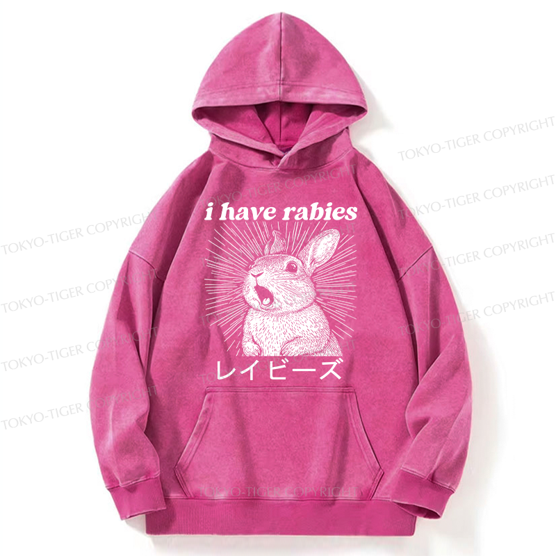 Tokyo-Tiger Funny Rabbit Washed Hoodie