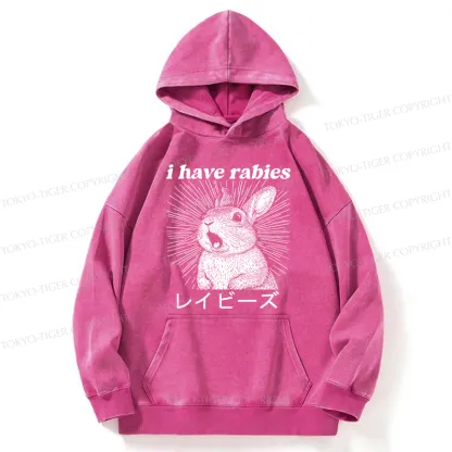 Tokyo-Tiger Funny Rabbit Washed Hoodie