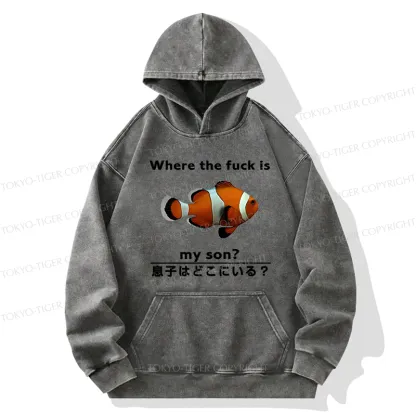 Tokyo-Tiger Fish Looking For Son Washed Hoodie
