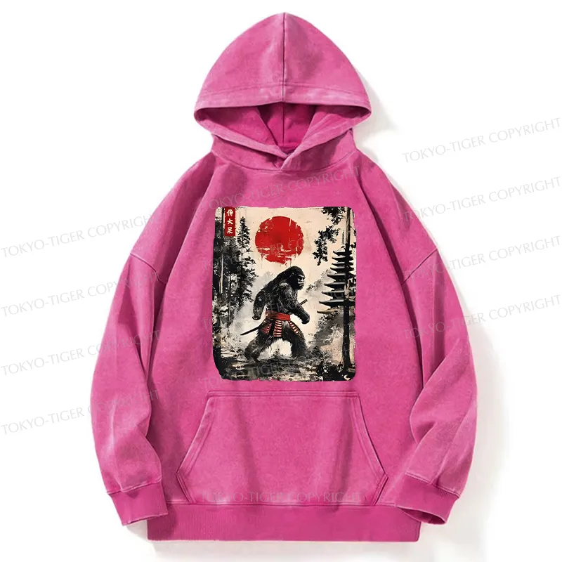 Tokyo-Tiger Japanese Samurai Bigfoot Washed Hoodie