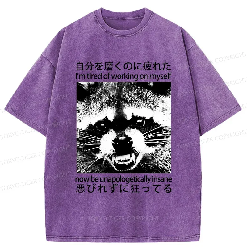Tokyo-Tiger Unapologetically Insane Raccoon Washed T-Shirt