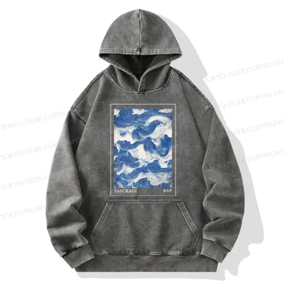 Tokyo-Tiger Japanese Retro Art Wave Washed Hoodie