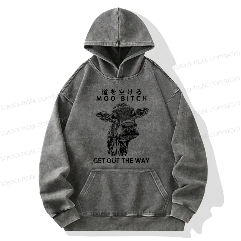 Tokyo-Tiger Funny Cow Washed Hoodie