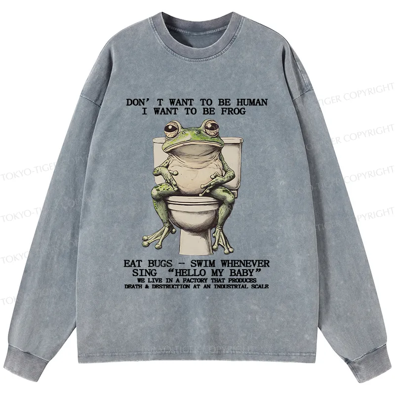 Tokyo-Tiger I Just Want To Be A Frog Washed Long Sleeve T-Shirt