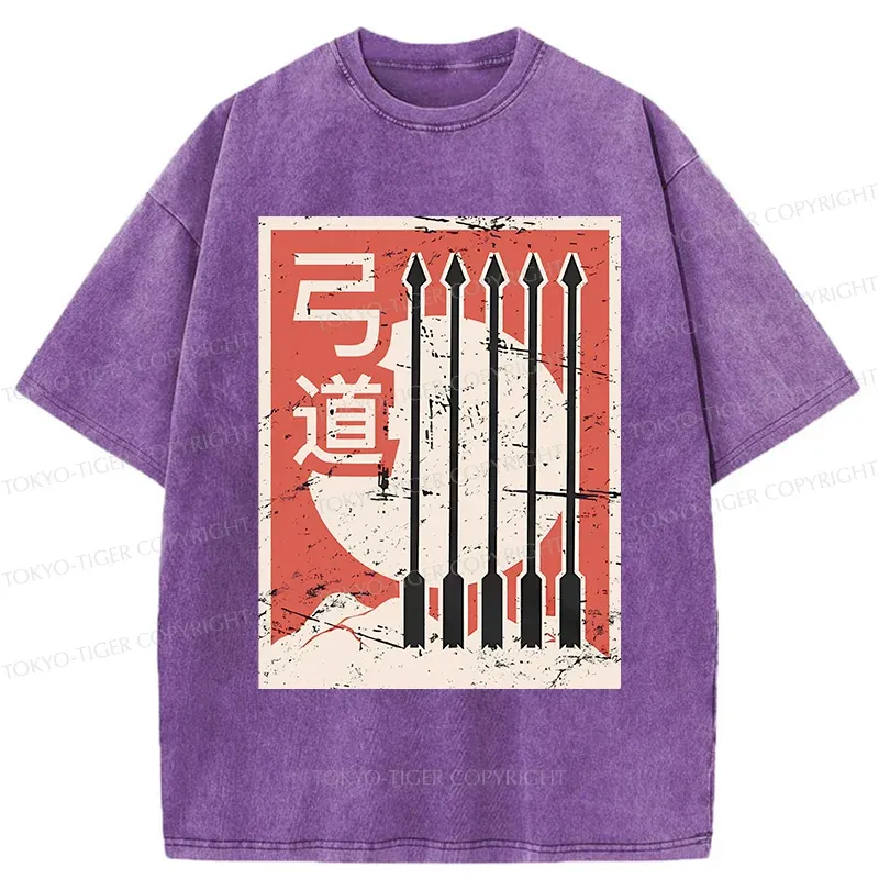 Tokyo-Tiger Retro Japanese Archery Washed T-Shirt