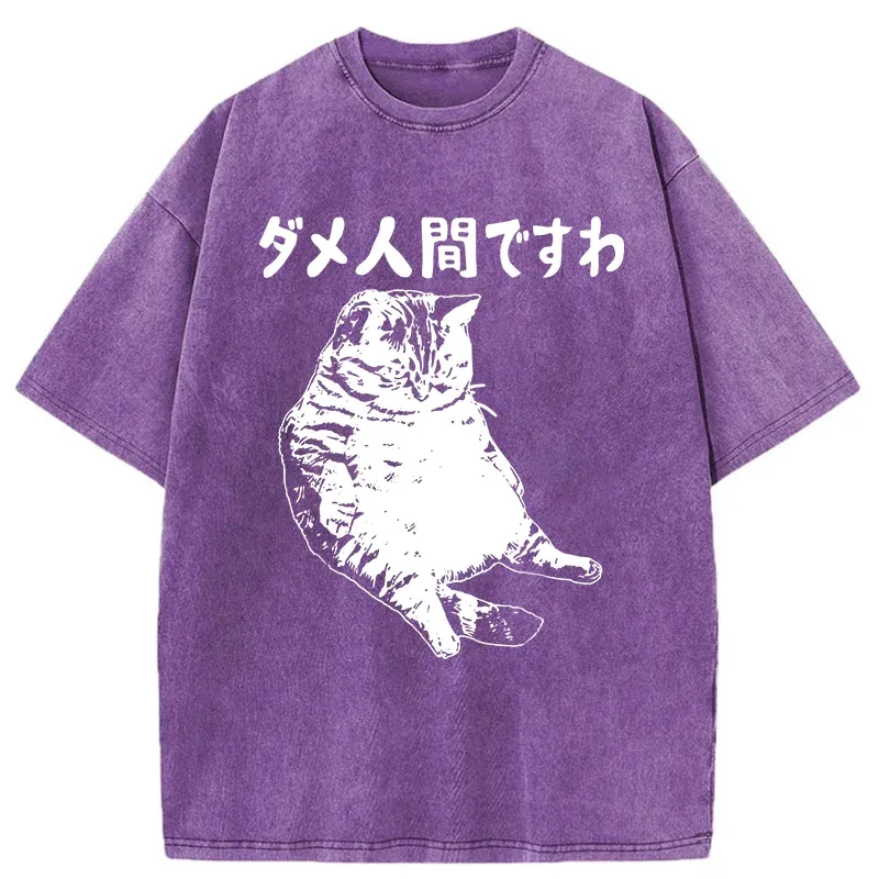Tokyo-Tiger Angry Cat Japan Washed T-Shirt