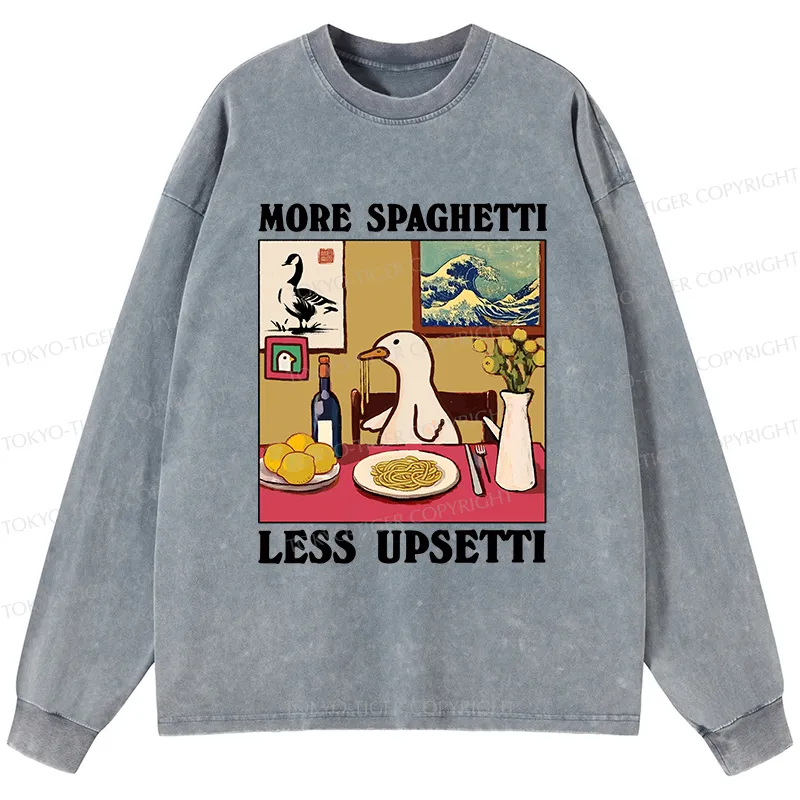 Tokyo-Tiger More Spaghetti Less Upsetti Goose Washed Long Sleeve T-Shirt