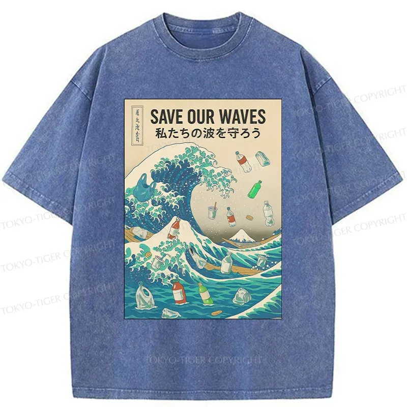 Tokyo-Tiger Save Our Waves Washed T-Shirt
