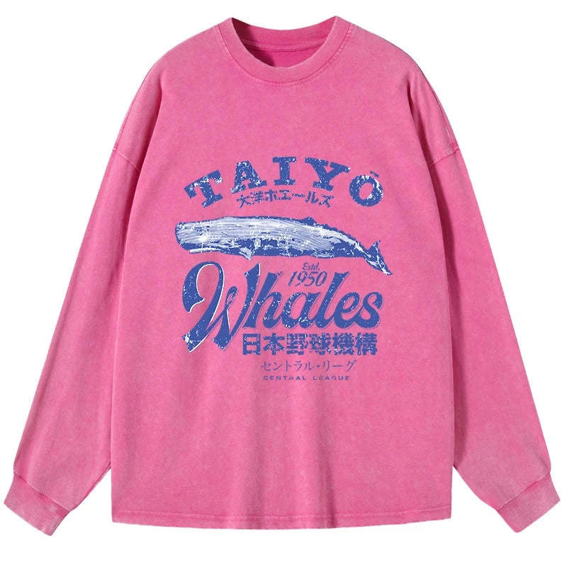 Tokyo-Tiger Japan Taiyo Whales Washed Long Sleeve T-Shirt
