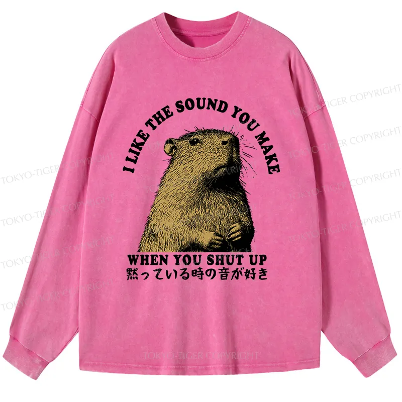 Tokyo-Tiger I Like The Sound Of Silence Washed Long Sleeve T-Shirt