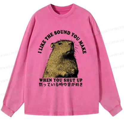 Tokyo-Tiger I Like The Sound Of Silence Washed Long Sleeve T-Shirt