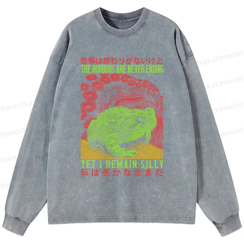Tokyo-Tiger The Horrors Are Never Ending Japan Washed Long Sleeve T-Shirt