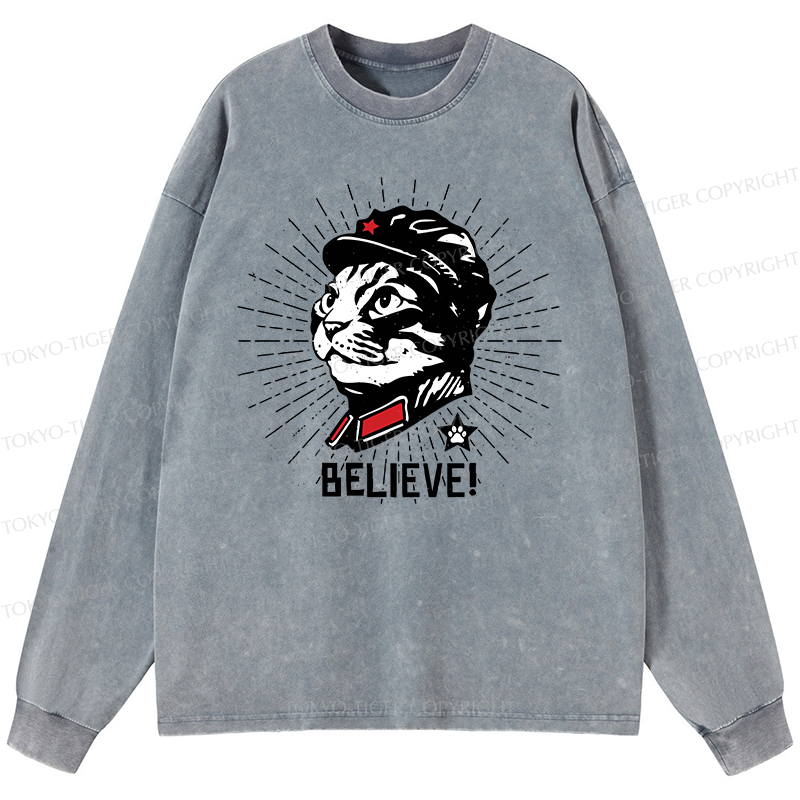Tokyo-Tiger Trust Cat Chairman Washed Long Sleeve T-Shirt
