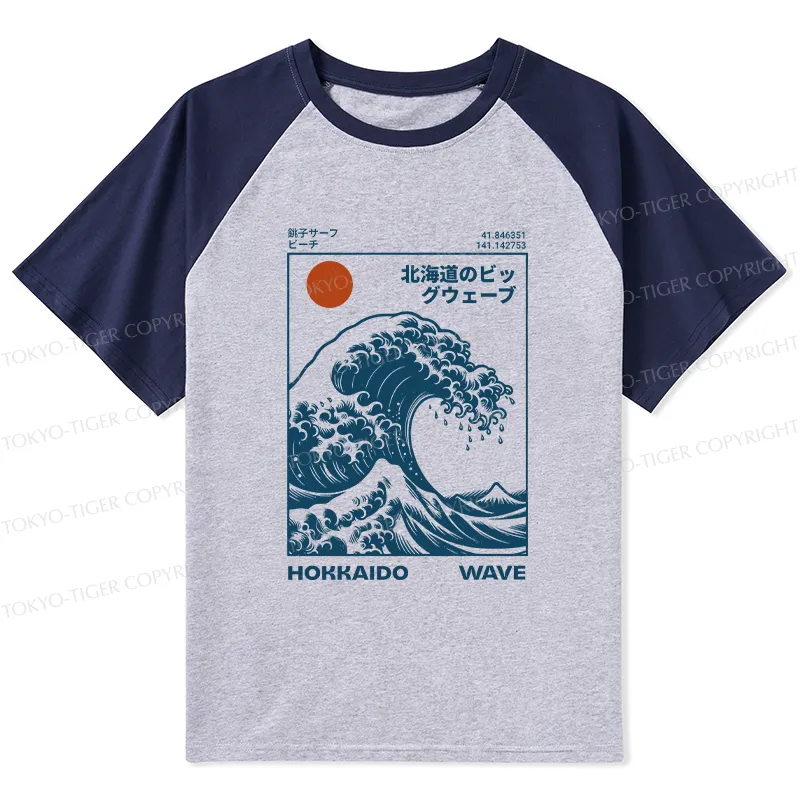 Tokyo-Tiger Hokkaido Wave Japan Raglan T-shirt