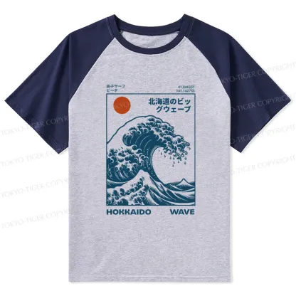 Tokyo-Tiger Hokkaido Wave Japan Raglan T-shirt