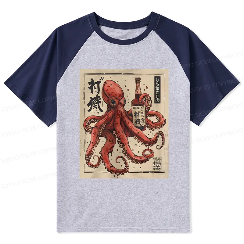 Tokyo-Tiger Osaka Saké Octopus Raglan T-shirt