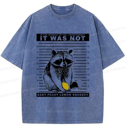 Tokyo-Tiger Raccoon Squeezes Lemon Washed T-Shirt