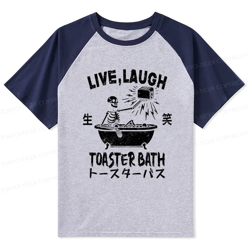 Tokyo-Tiger Funny Electric Shock Skeleton Raglan T-shirt