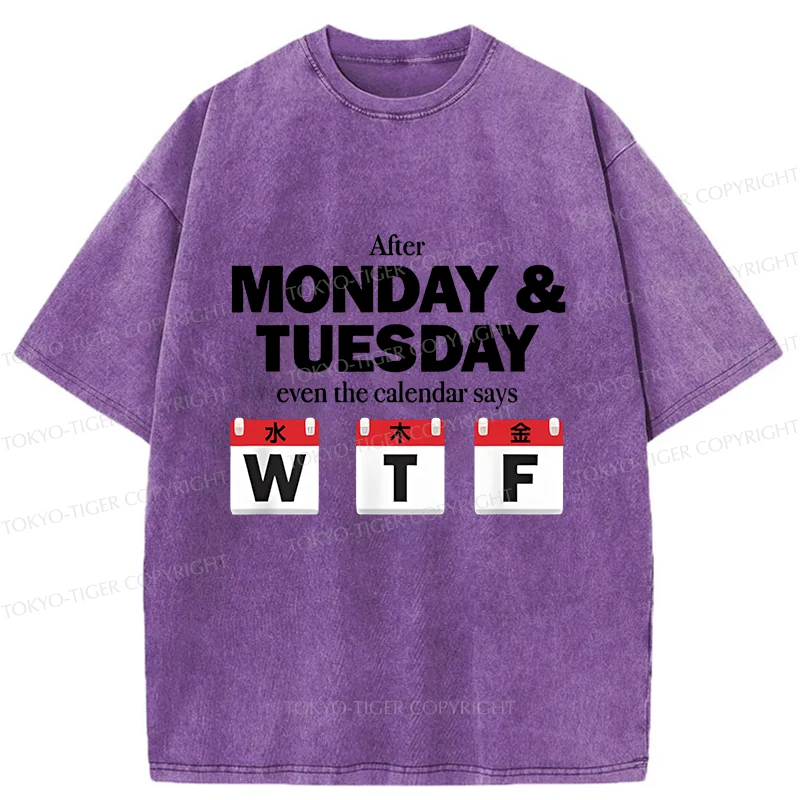 Tokyo-Tiger Days After Monday And Tuesday Washed T-Shirt