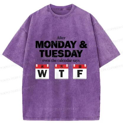 Tokyo-Tiger Days After Monday And Tuesday Washed T-Shirt