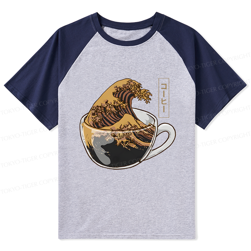 Tokyo-Tiger Coffee Wave Raglan T-shirt