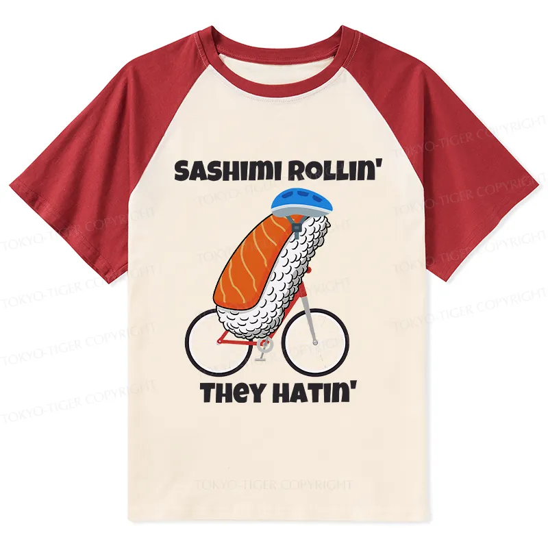 Tokyo-Tiger Sashimi Rollin' They Hatin' Raglan T-shirt