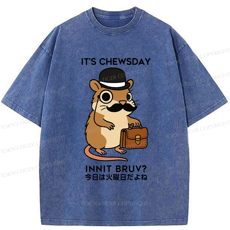 Tokyo-Tiger It's Chewsday Innit Bruv Washed T-Shirt