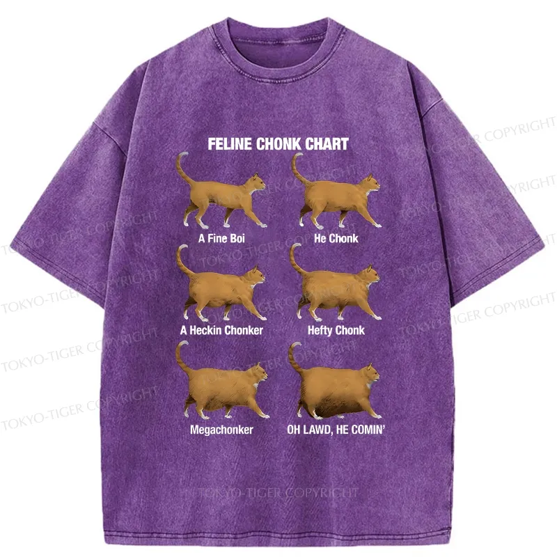 Tokyo-Tiger Feline Chonk Chart Washed T-Shirt